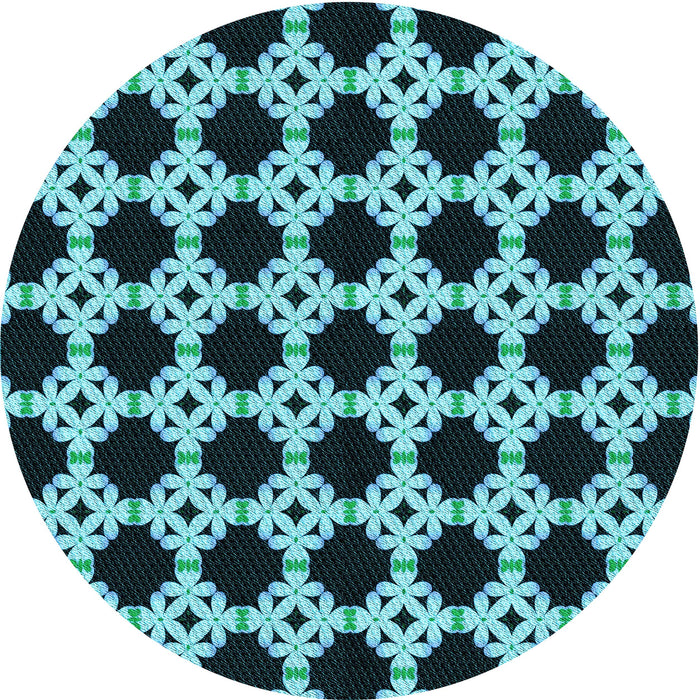Square Patterned Deep Teal Green Rug, pat1516lblu