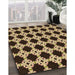 Patterned Yellow Orange Rug in Family Room, pat1516org