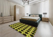 Patterned Midnight Gray Rug in a Bedroom, pat1516yw