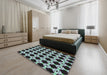 Patterned Mid Gray Novelty Rug in a Bedroom, pat1516