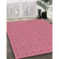 Patterned Light Salmon Pink Rug, pat1518brn