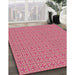 Machine Washable Transitional Light Salmon Pink Rug in a Family Room, wshpat1518brn