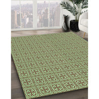 Patterned Red Brown Rug, pat1518grn