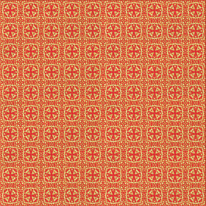 Round Patterned Saffron Yellow Rug, pat1518yw