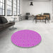 Round Machine Washable Transitional Plum Purple Rug in a Office, wshpat1518