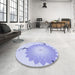 Round Patterned Blue Rug in a Office, pat1519blu