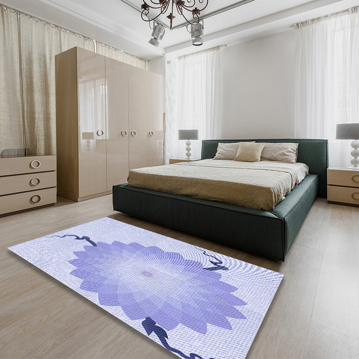 Patterned Blue Rug in a Bedroom, pat1519blu