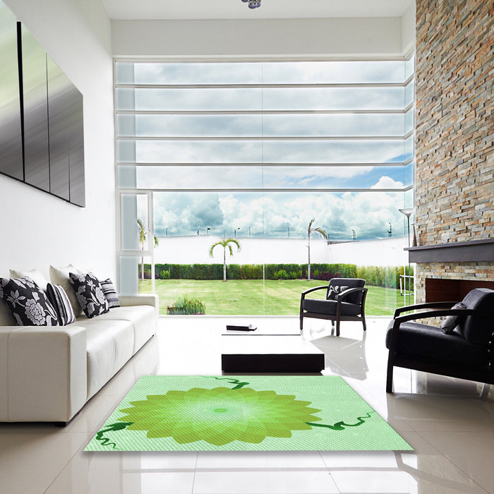 Machine Washable Transitional Green Rug in a Kitchen, wshpat1519grn