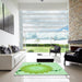 Square Patterned Green Rug in a Living Room, pat1519grn