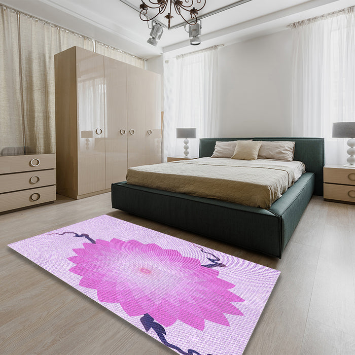 Patterned Purple Rug in a Bedroom, pat1519pur