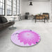 Round Patterned Purple Rug in a Office, pat1519pur