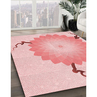 Patterned Light Red Pink Rug, pat1519rd