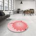 Round Patterned Light Red Pink Rug in a Office, pat1519rd