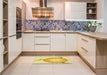 Patterned Yellow Rug in a Kitchen, pat1519yw