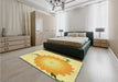 Patterned Yellow Rug in a Bedroom, pat1519yw