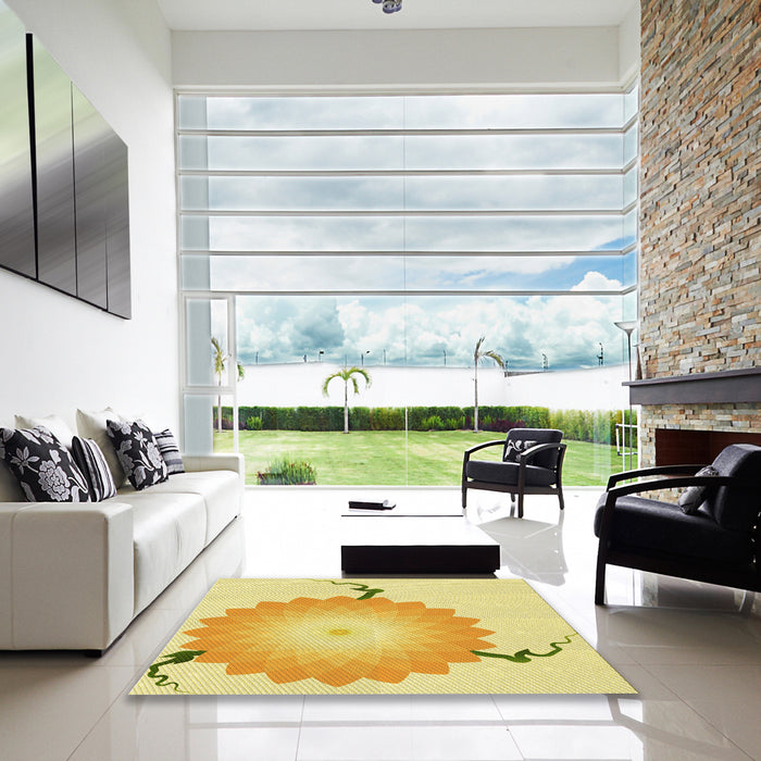 Square Patterned Yellow Rug in a Living Room, pat1519yw