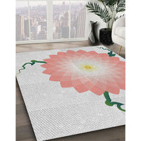 Patterned Off White Beige Novelty Rug, pat1519