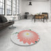 Round Machine Washable Transitional Off White Beige Rug in a Office, wshpat1519