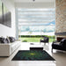 Square Patterned Black Novelty Rug in a Living Room, pat151