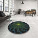 Round Patterned Black Novelty Rug in a Office, pat151