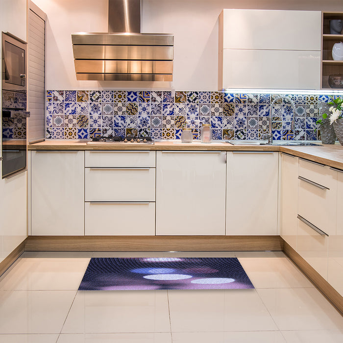 Patterned Medium Purple Rug in a Kitchen, pat152blu