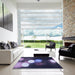 Square Patterned Medium Purple Rug in a Living Room, pat152blu