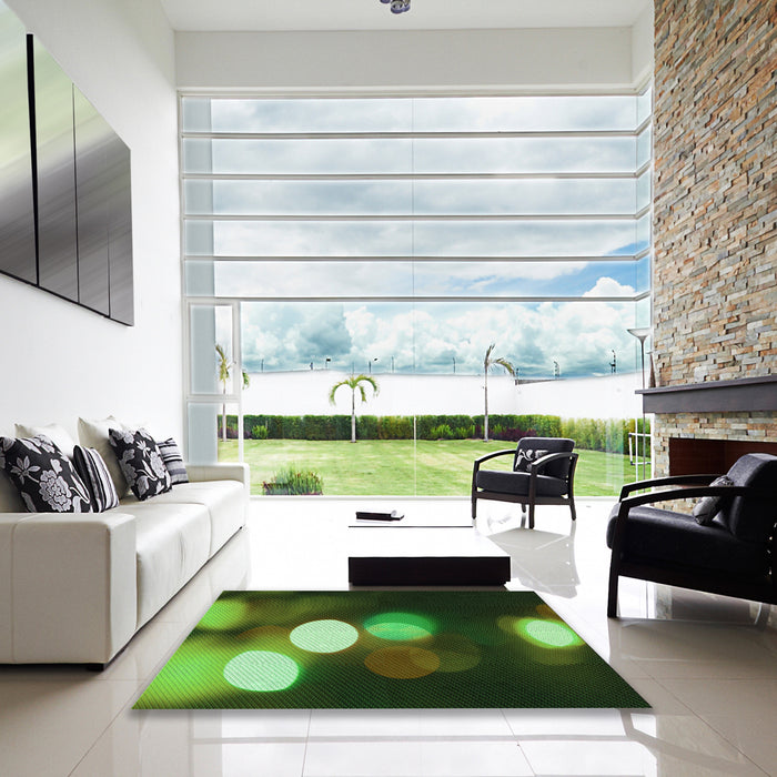 Square Patterned Dark Forest Green Rug in a Living Room, pat152grn