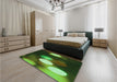 Patterned Dark Forest Green Rug in a Bedroom, pat152grn