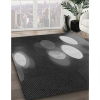 Patterned Charcoal Black Rug, pat152gry