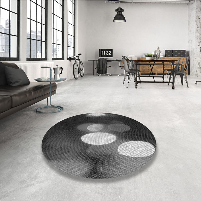 Round Patterned Charcoal Black Rug in a Office, pat152gry