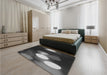 Patterned Charcoal Black Rug in a Bedroom, pat152gry