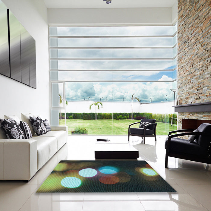 Square Patterned Charcoal Black Rug in a Living Room, pat152lblu