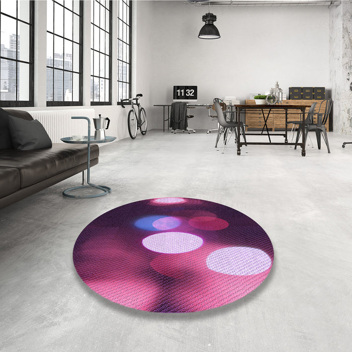 Round Patterned Orchid Purple Rug in a Office, pat152pur