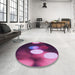 Round Patterned Orchid Purple Rug in a Office, pat152pur
