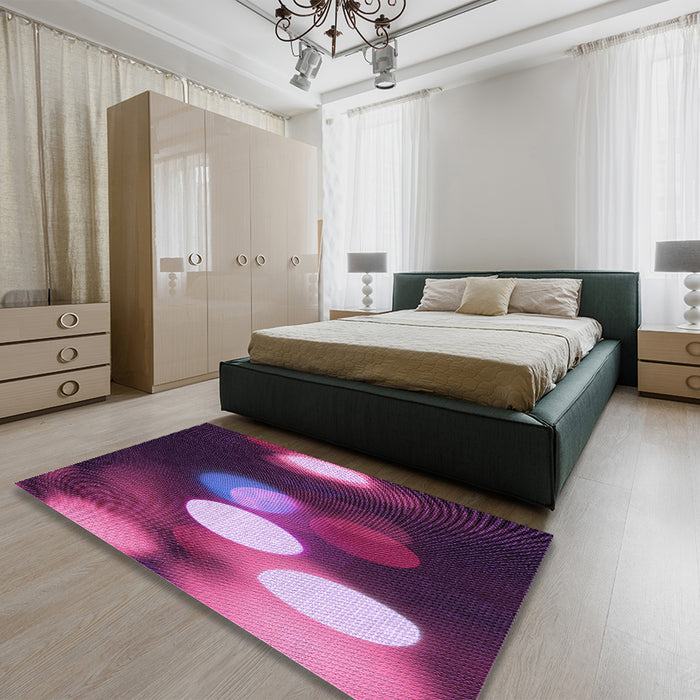 Patterned Orchid Purple Rug in a Bedroom, pat152pur