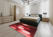 Patterned Red Rug in a Bedroom, pat152rd