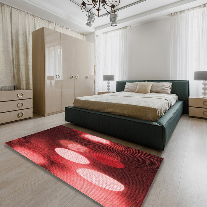 Patterned Red Rug in a Bedroom, pat152rd