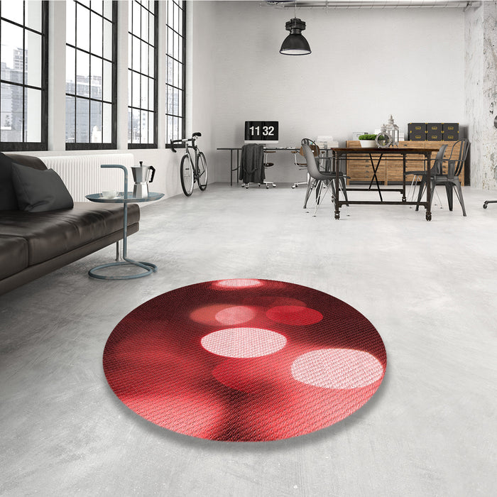 Round Patterned Red Rug in a Office, pat152rd