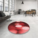 Round Patterned Red Rug in a Office, pat152rd