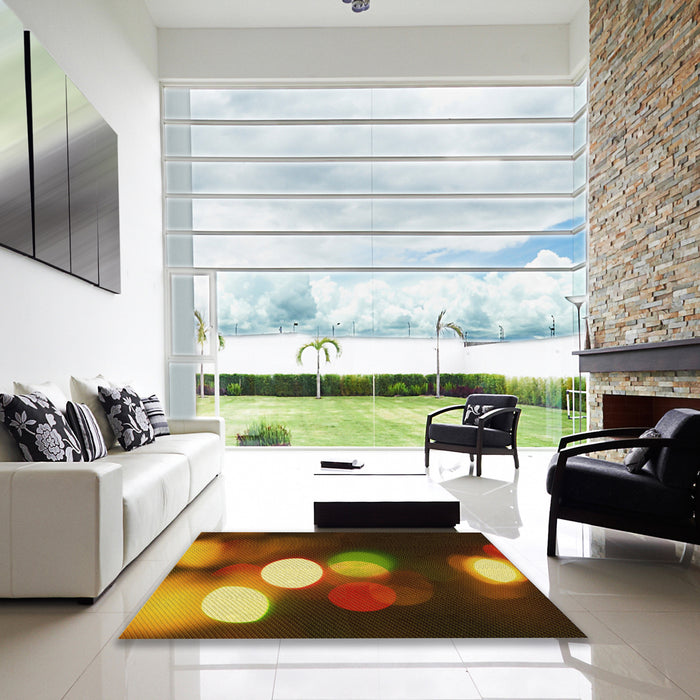 Square Patterned Cinnamon Brown Rug in a Living Room, pat152yw