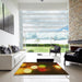 Square Patterned Cinnamon Brown Rug in a Living Room, pat152yw