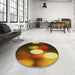 Round Patterned Cinnamon Brown Rug in a Office, pat152yw
