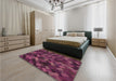 Patterned Raspberry Purple Rug in a Bedroom, pat1520brn