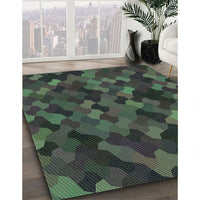 Patterned Gunmetal Green Rug, pat1520grn