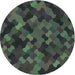 Square Patterned Gunmetal Green Rug, pat1520grn