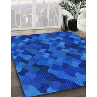 Patterned Neon Blue Rug, pat1520lblu