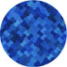 Square Patterned Neon Blue Rug, pat1520lblu