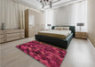 Patterned Crimson Red Rug in a Bedroom, pat1520org