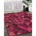 Patterned Crimson Red Rug in Family Room, pat1520org