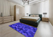 Patterned Bright Blue Rug in a Bedroom, pat1520pur